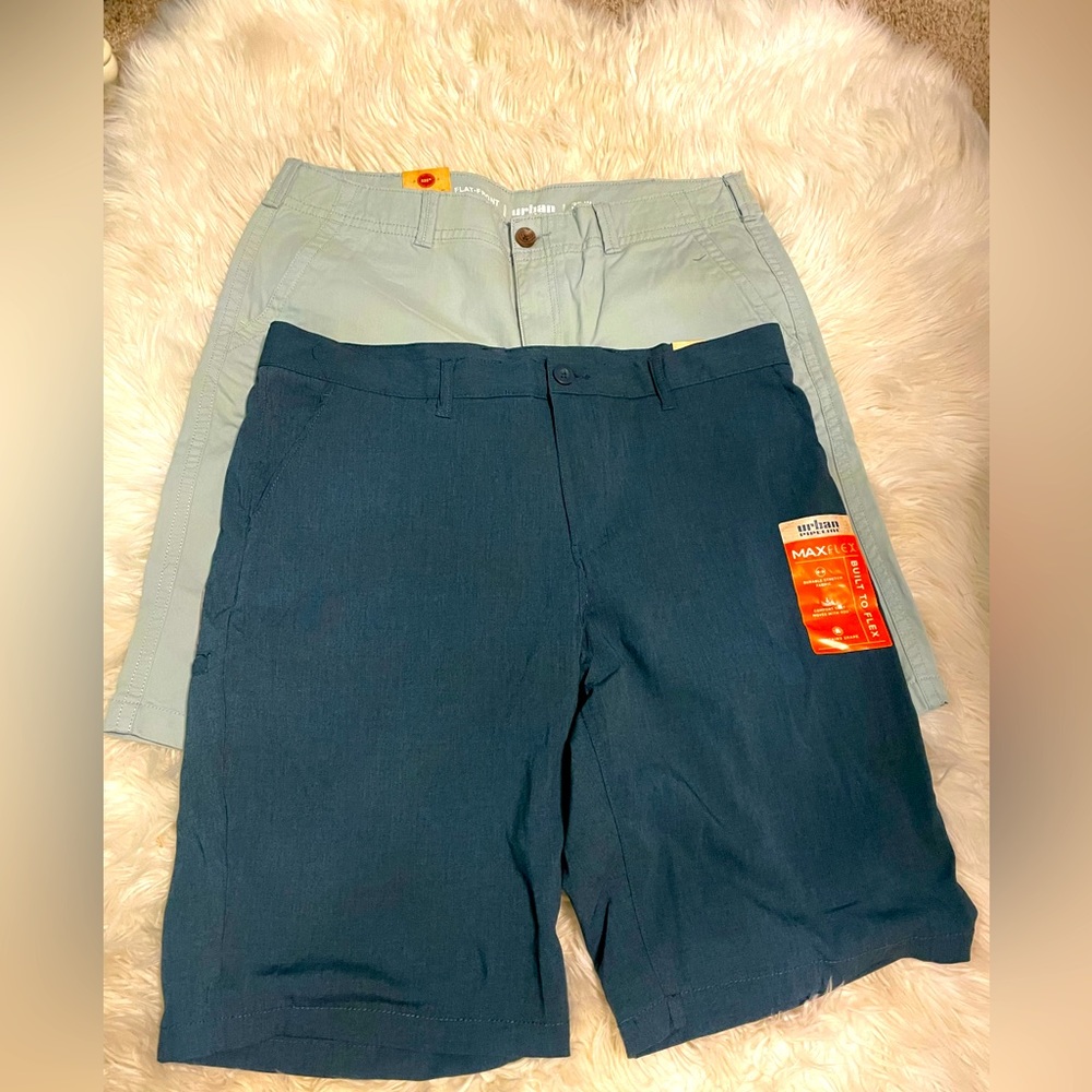 2 pairs Urban Pipeline men’s flat front shorts size 38 NWT